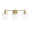 Designers Fountain Summer Jazz 24 in. 3-Light Brushed Gold Vanity Light with Clear Glass Shades for Bathrooms D310M-3B-BG - alternate 1